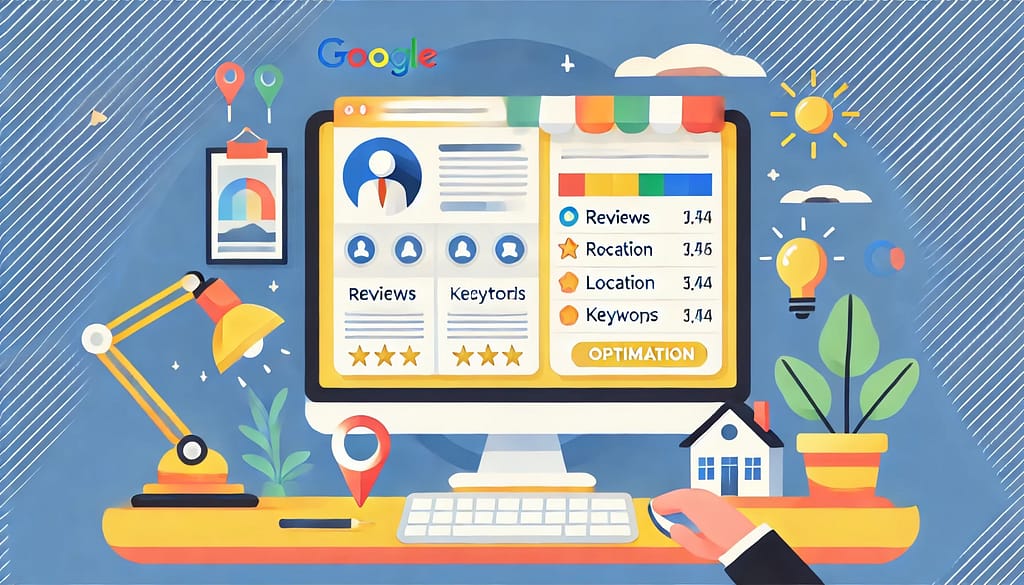 リフォーム会社のGoogleビジネスプロフィールを最適化しているプロセスの図解